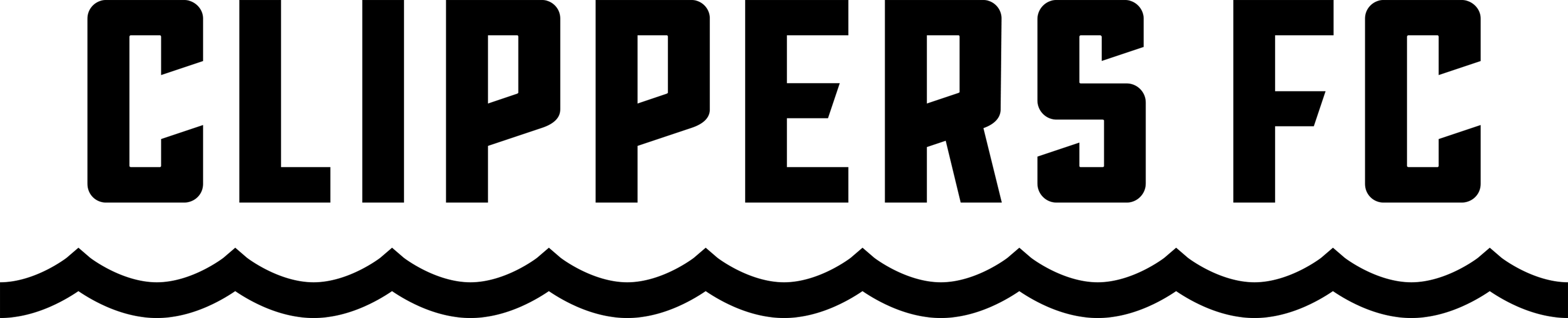 A solid black horizontal rectangle representing the Clippers Spiritwear Logo 6 (Black).