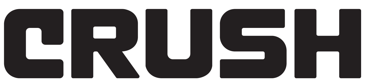 Bold black text reading "CRUSH" in a heavy, rounded sans-serif font against a white background.