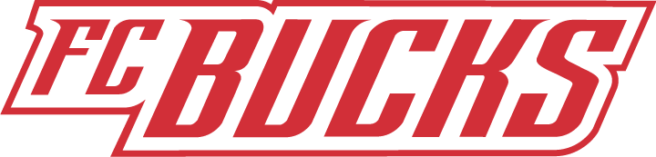 A logo featuring the text "FC BUCKS" in bold, italicized red lettering with a thick black outline and a thin red outer border. The letters "FC" are smaller and positioned to the left of "BUCKS."