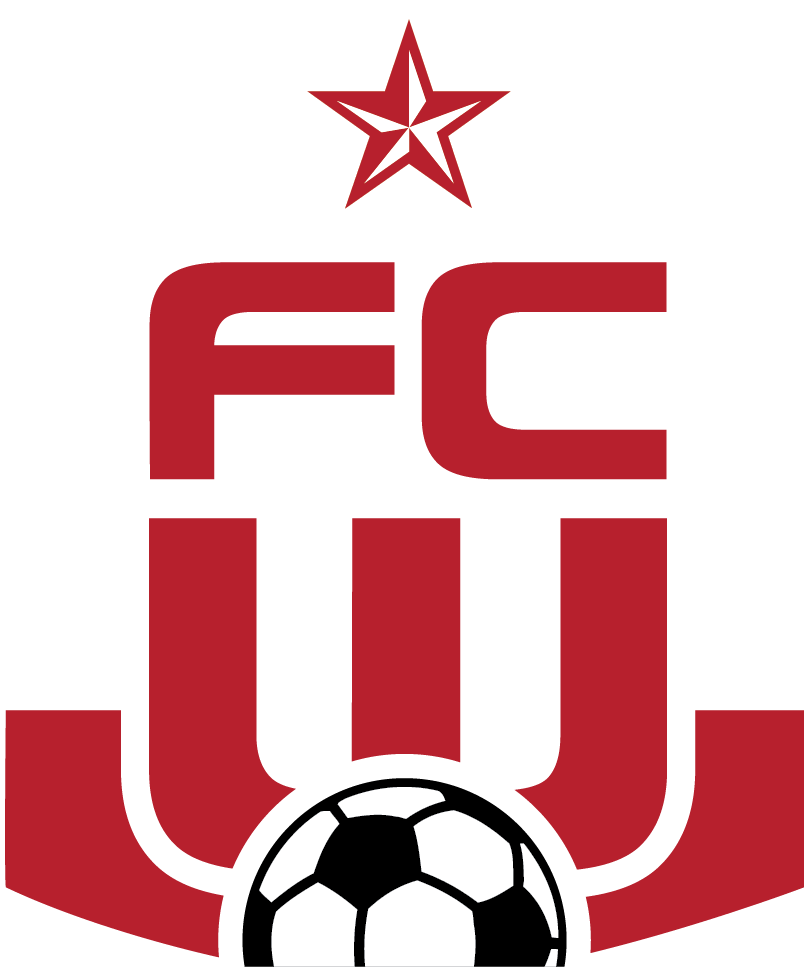 FCW TAG Logo: A dark red and white sports emblem featuring a five-pointed star at the top, the stylized letters "FC" in the center, and a "W" shape positioned above a black and white soccer ball at the bottom.