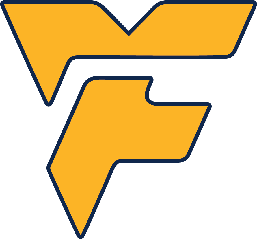 A stylized gold and navy blue crest featuring modern, angular letterforms, identifying the FORG12 - Forge Academy "CREST" POCKET.