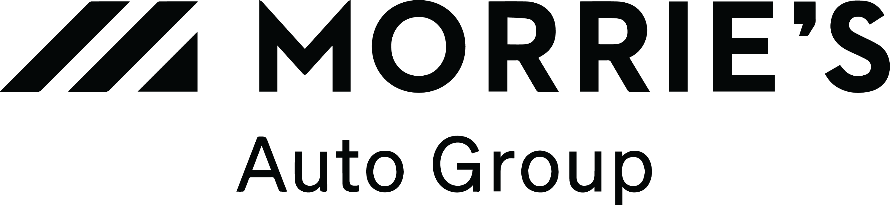 LXU Morries CC Black logo featuring three diagonal parallel stripes next to the text "MORRIE'S Auto Group" in a black, sans-serif font.