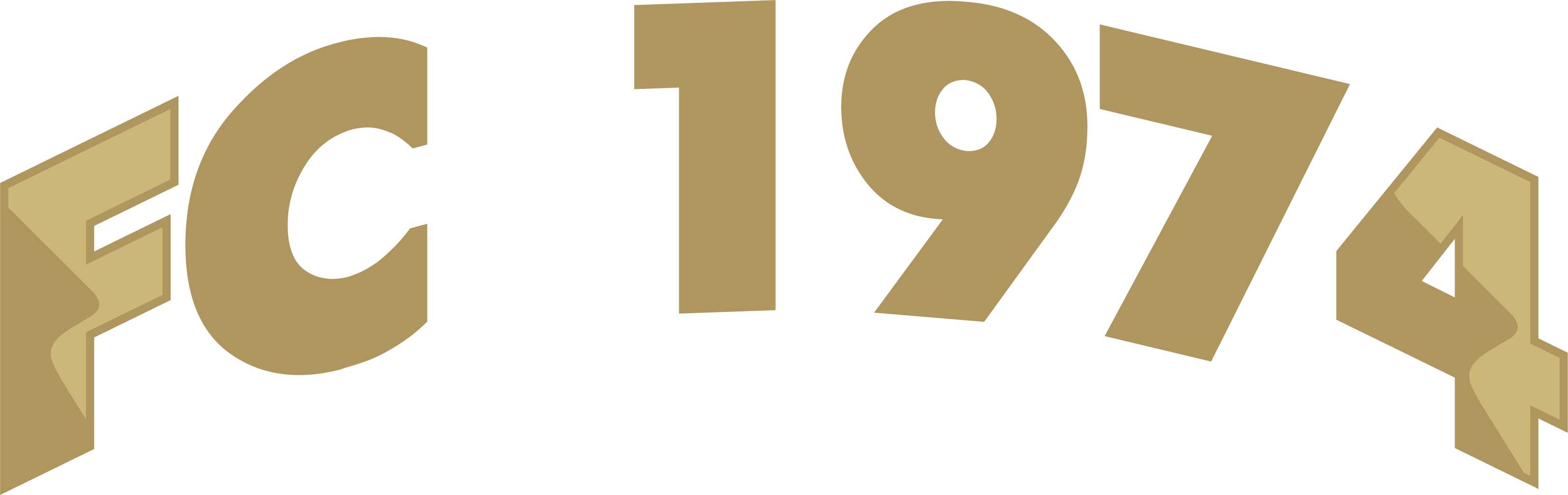 A gold-colored 3D arched logo featuring the bold text "FC 1974" for GLSA1 - GLSA "FC 1974" FULL Gold.