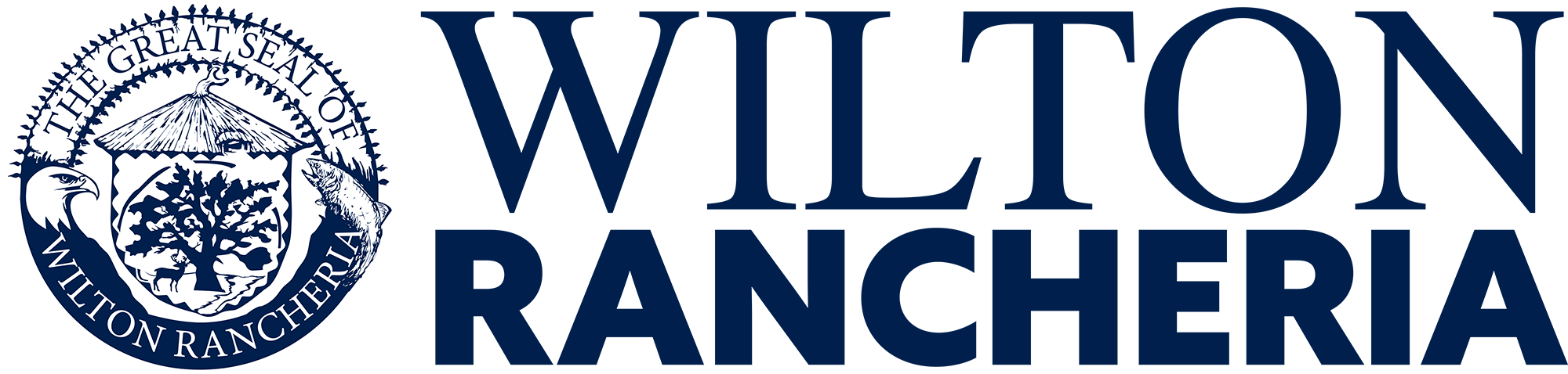 A navy blue sponsor logo for FCEG, featuring the Great Seal of Wilton Rancheria on the left and the Sky River Casino wordmark to the right.