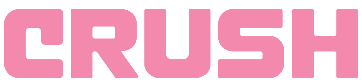 The word CRUSH in large, bold, light pink block letters.