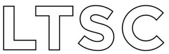 A white bold sans-serif text reading "LTSC" on a solid black background.