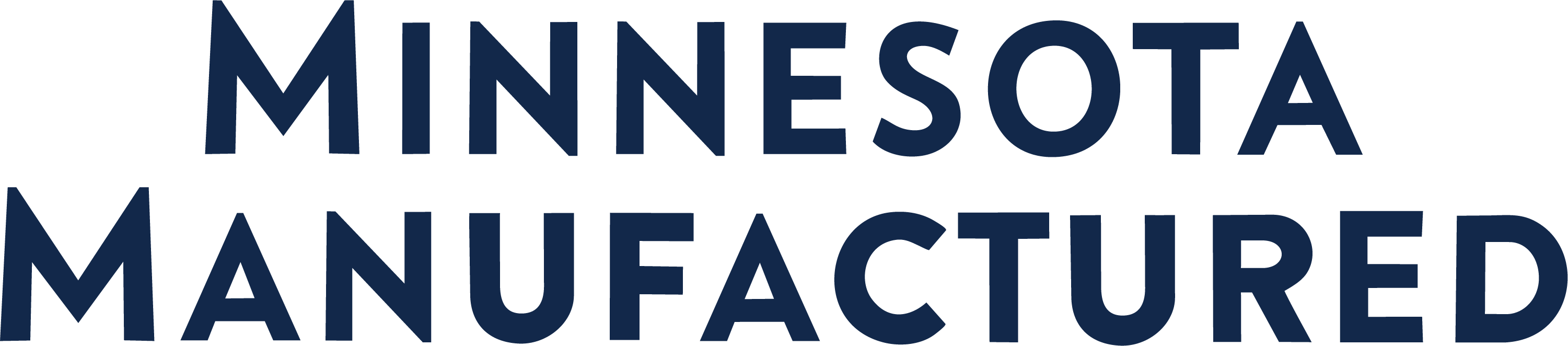 A logo for SCX MN Manufactured CC Navy featuring the words “MINNESOTA MANUFACTURED” in a navy blue, sans-serif font.