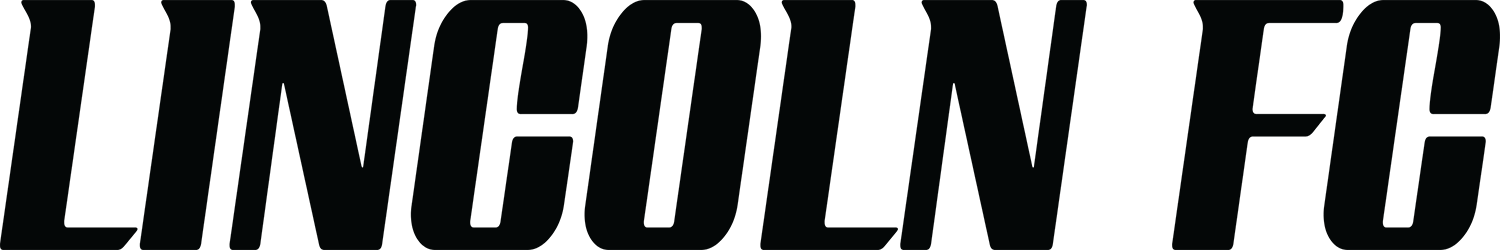 Bold, black italicized text reading "LINCOLN FC" against a white background.