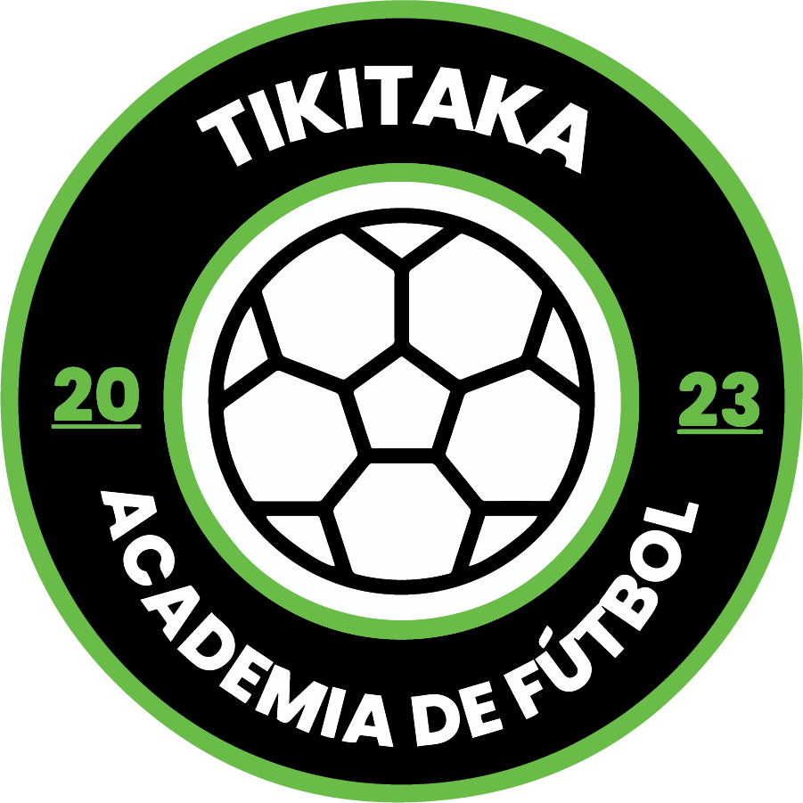 TIKI3 - TikiTaka Academy "CREST" POCKET Color: A circular logo featuring a white soccer ball in the center, surrounded by a black ring. The text "TIKITAKA" is arched at the top and "ACADEMIA DE FÚTBOL" is at the bottom in white capital letters. The numbers "20" and "23" are in green on either side, and the entire crest is outlined with a thick green border.