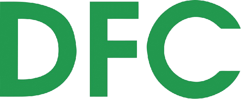 The bold green letters "DFC" on a black background.