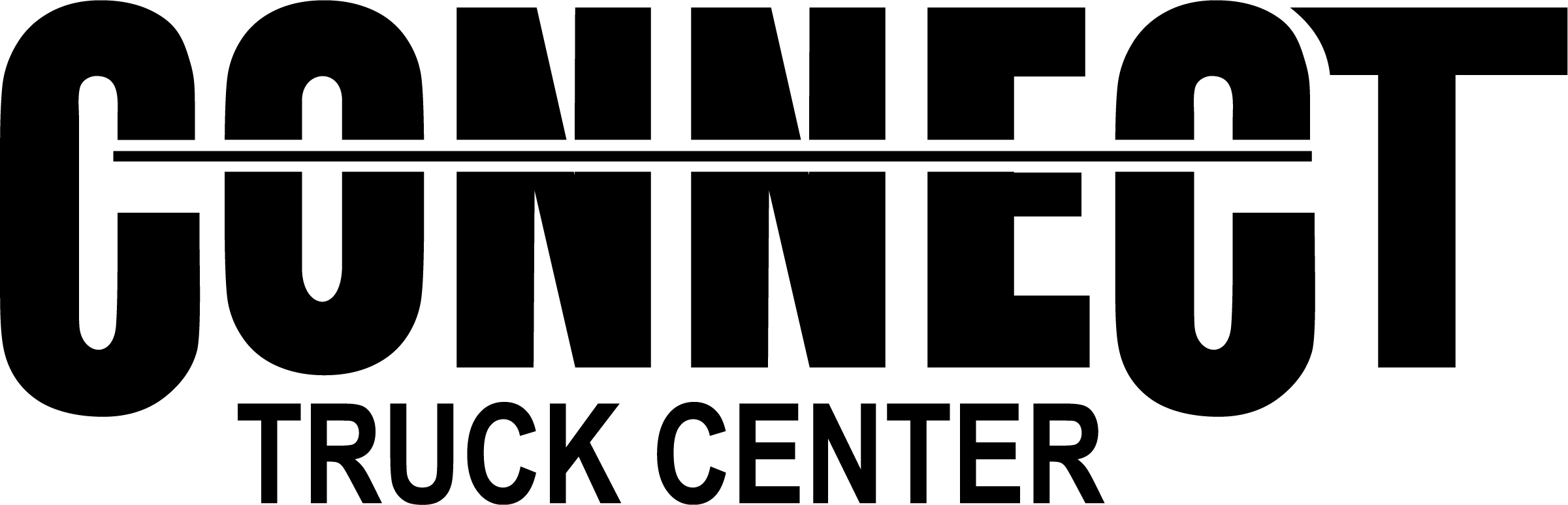 A black and white logo with "CONNECT" in large bold letters bisected by a horizontal line, and "TRUCK CENTER" in smaller bold text underneath.