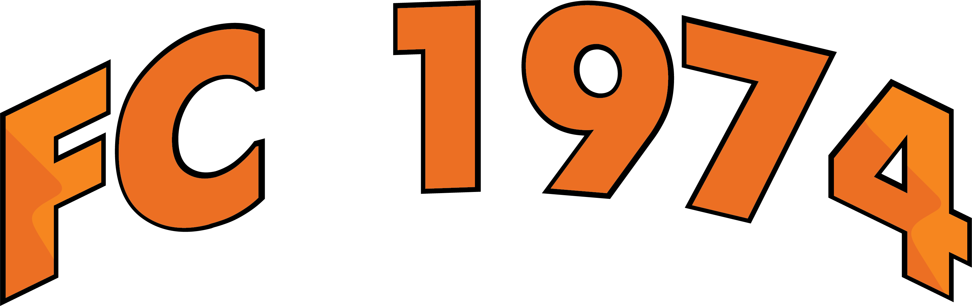A logo for GLSA2 - GLSA "FC 1974" FULL Orange, featuring the text "FC 1974" in a bold, arched, orange font with a thick black outline.