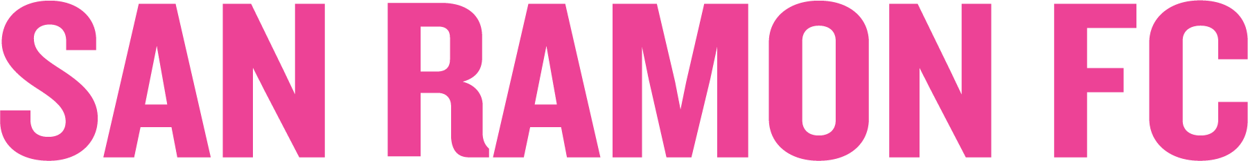 The image features the text "SAN RAMON FC" in a bold, vibrant pink uppercase font, representing the San Ramon FC BCA Character Community Text.