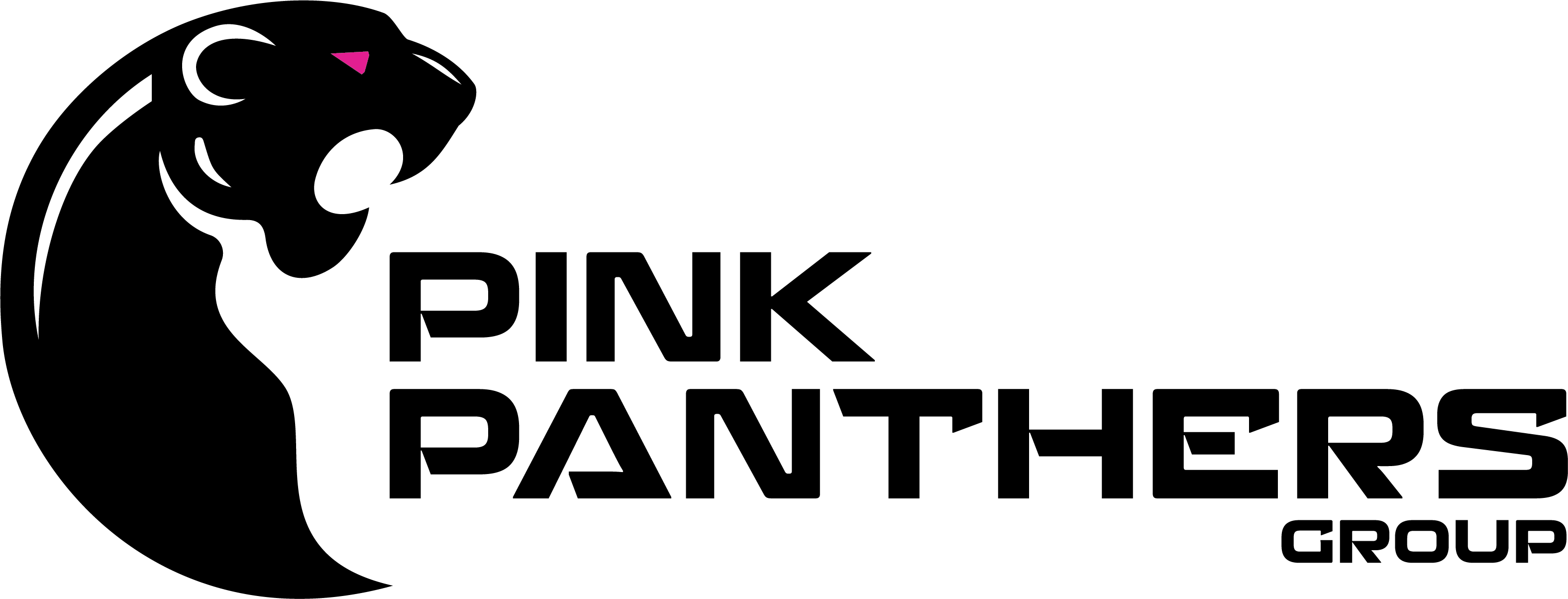 GLSA8 - GLSA FC "PINK PANTHER" FULL Black/Pink logo featuring a stylized black panther head profile with a pink eye and the text "PINK PANTHERS GROUP" in a bold, blocky black font.