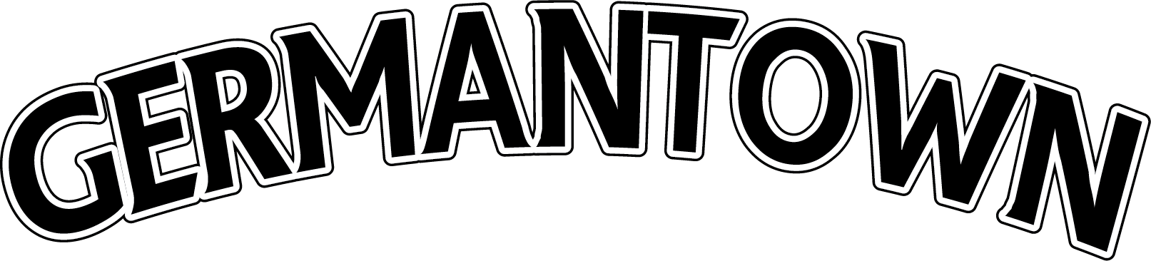 The word "GERMANTOWN" in bold black capital letters with a white outline, arranged in a slight upward arch.