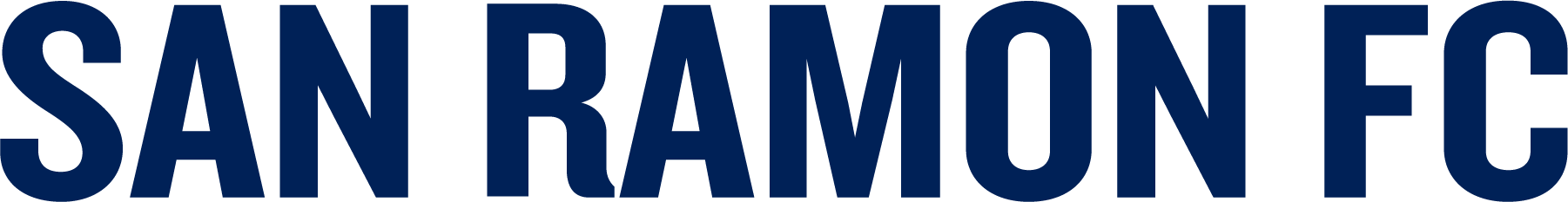 San Ramon FC Text Navy, featuring bold, navy blue lettering in all caps.