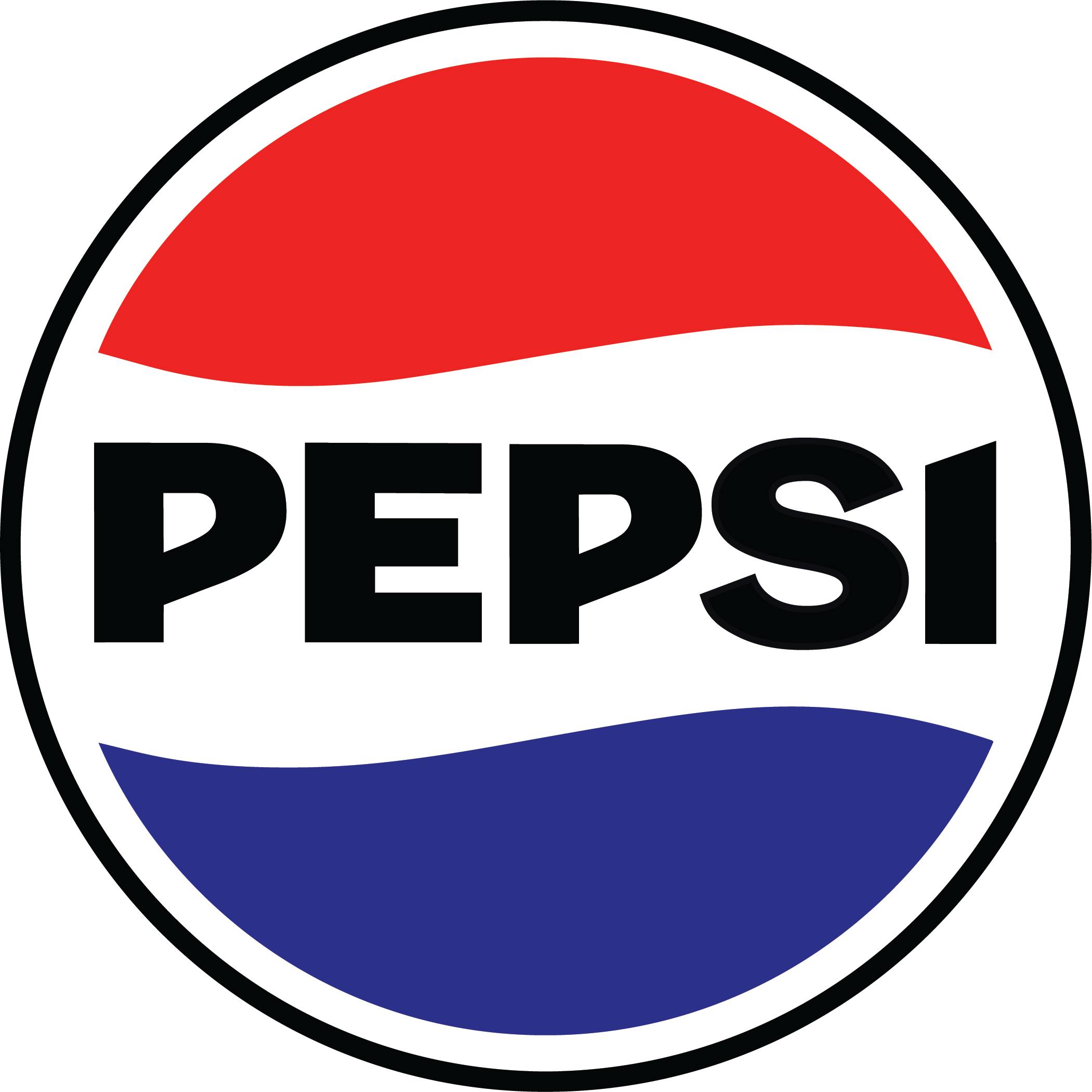 CCF19 - Cream City Futsal "PEPSI" FULL Color. A circular logo with a thick black border featuring a red top section, a blue bottom section, and the word "PEPSI" in bold, black capital letters across a white central band.