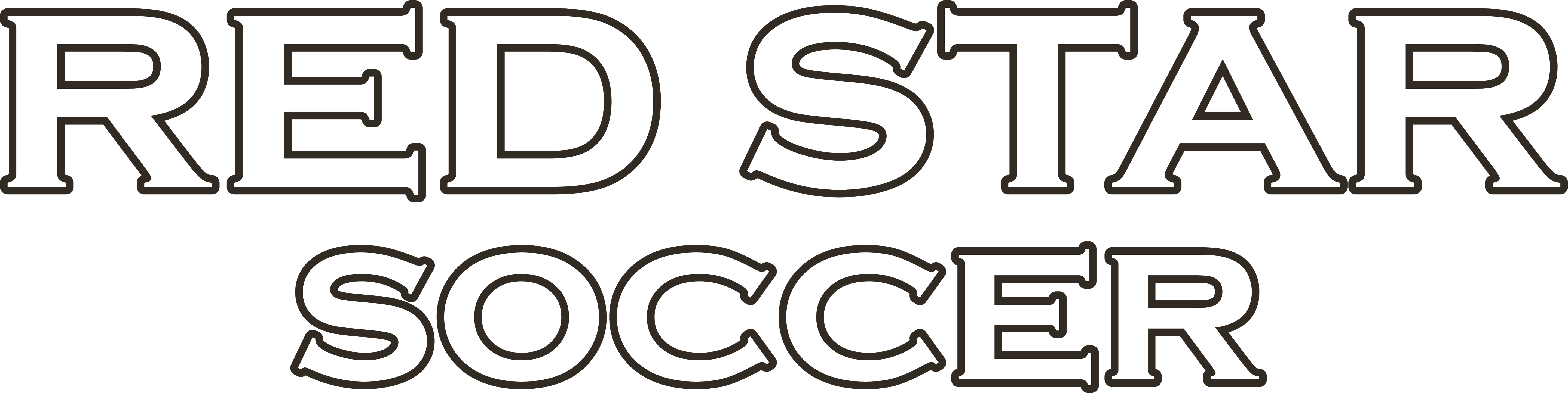 A logo for RS Spiritwear Splash - White/Black featuring the words "RED STAR SOCCER" in a bold, white font with a dark outline.