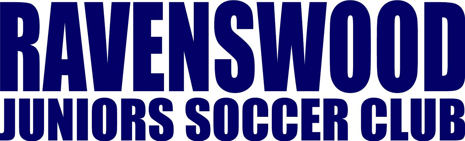 Logo for "Ravenswood Juniors Soccer Club" in a bold, dark blue, sans-serif font.