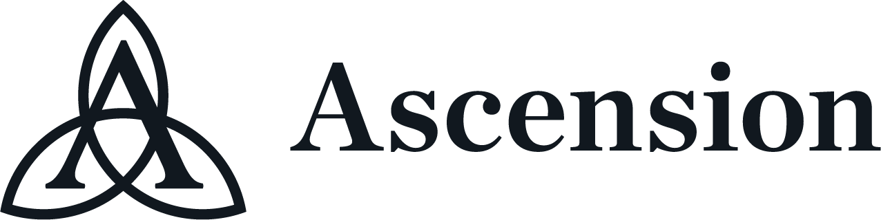 The AFCU1 - AFC Union "ASCENSION" POCKET Black logo, featuring a black stylized 'A' intertwined with a trinity knot symbol next to the word "Ascension" in a serif font.