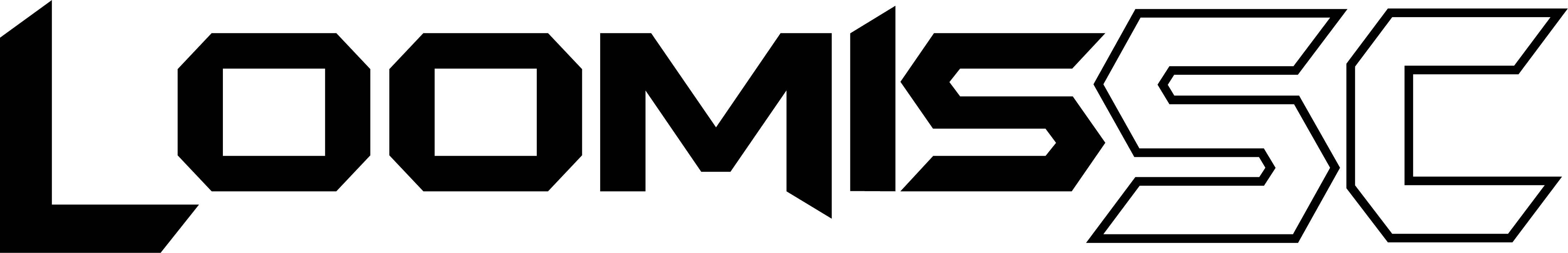 "LOOMIS SC" logo in a bold, angular font. "LOOMIS" is solid black and "SC" is outlined.