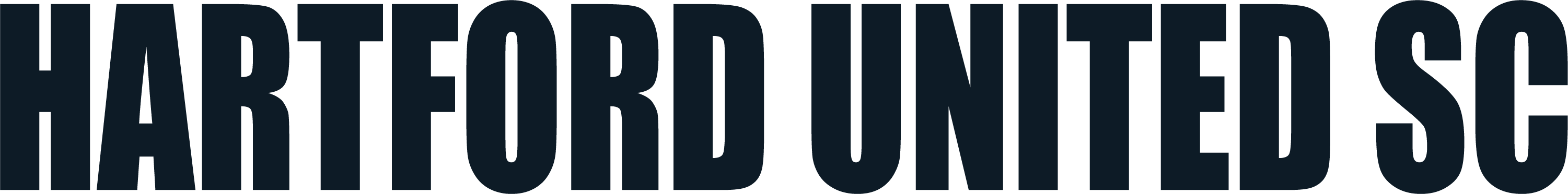 A text-based logo for HU6 - Hartford United "TEXT" FULL Black, displaying the words "HARTFORD UNITED SC" in a bold, black, all-caps sans-serif font.