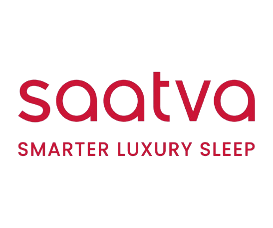 MDU Red Sponsor: Saatva logo in red text on a black background, featuring the word "saatva" and the tagline "SMARTER LUXURY SLEEP."
