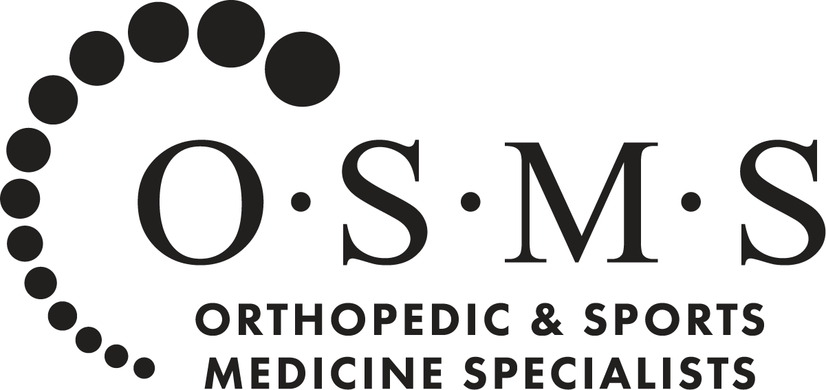 NEE3 - Neenah SC "OSMS" FULL Black logo featuring the acronym "O·S·M·S" above the words "Orthopedic & Sports Medicine Specialists" with a curved trail of graduated dots on the left.
