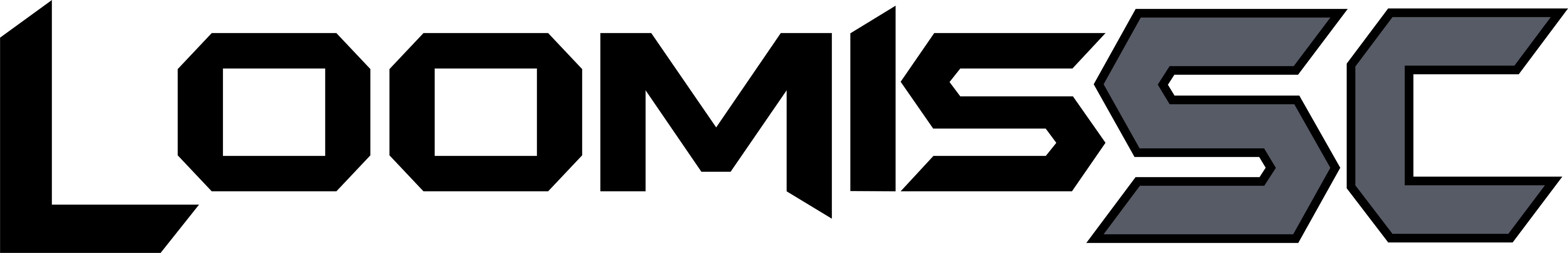 A graphic logo for LOOMIS SC featuring the brand name in a bold, angular font. "LOOMIS" is in solid black, and "SC" is in grey with a black border.