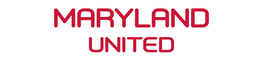 A logo featuring "MARYLAND UNITED" in MDU red lettering with a stylized, rounded font.