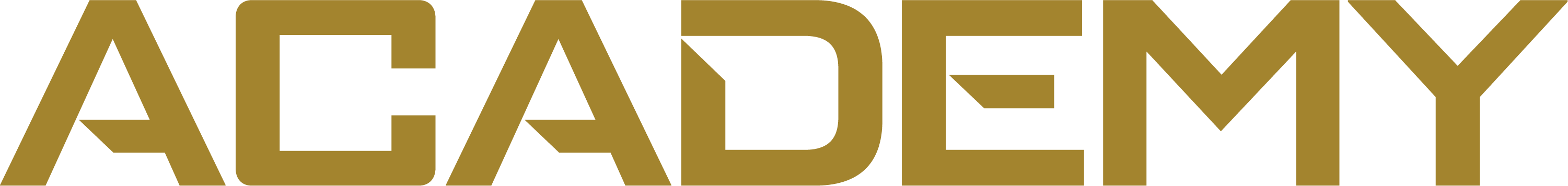 Stylized gold text reading "ACADEMY" in a bold, modern font with sharp cutouts, part of the SCX Academy Back Text Gold collection.