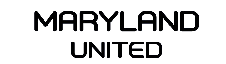 MDU black lettering spelling out "MARYLAND UNITED" in a stacked, rounded outline font.