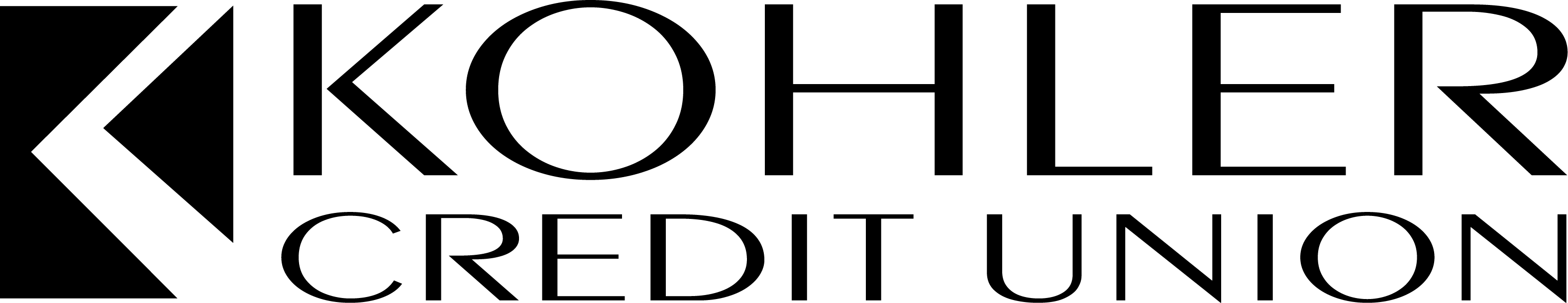 A full black version of the Kohler Credit Union (KCU) logo, featuring a geometric symbol next to the words "KOHLER" and "CREDIT UNION" in uppercase letters.