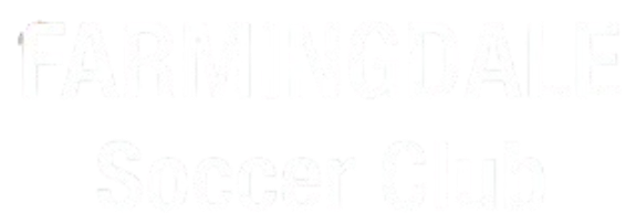 White text logo on a transparent background reading "FARMINGDALE Soccer Club".