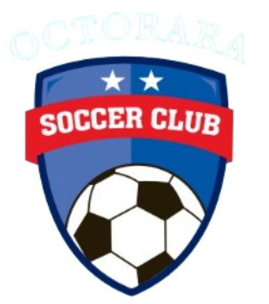Octorara Soccer Club logo: a blue shield with two stars, a red banner reading "SOCCER CLUB", and a soccer ball. The name "OCTORARA" is arched above the crest in light blue text.