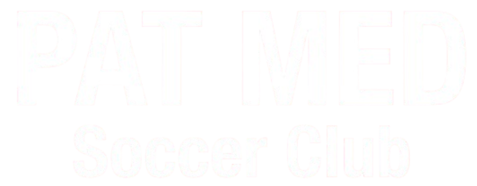 A black image with bold white text that reads "PAT MED" on the top line and "Soccer Club" on the bottom line.