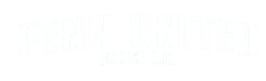 Logo for Penn United Force F.C. featuring the words "PENN UNITED" in a white arched font above "FORCE F.C." on a black background.