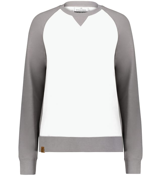 Holloway Ladies All-American Fleece Crew - Athletic Grey/White