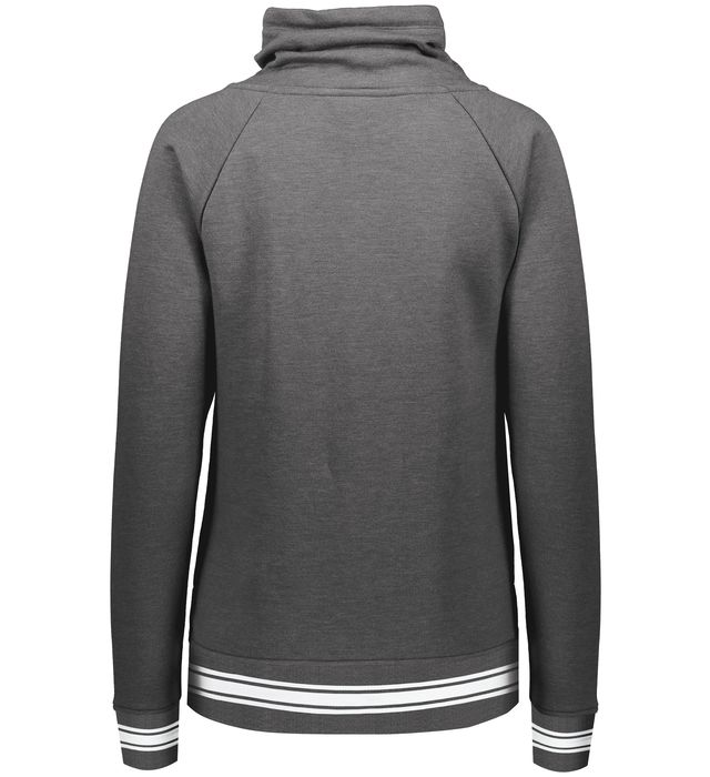Holloway Ladies All-American Funnel Neck Pullover - Carbon Heather/White