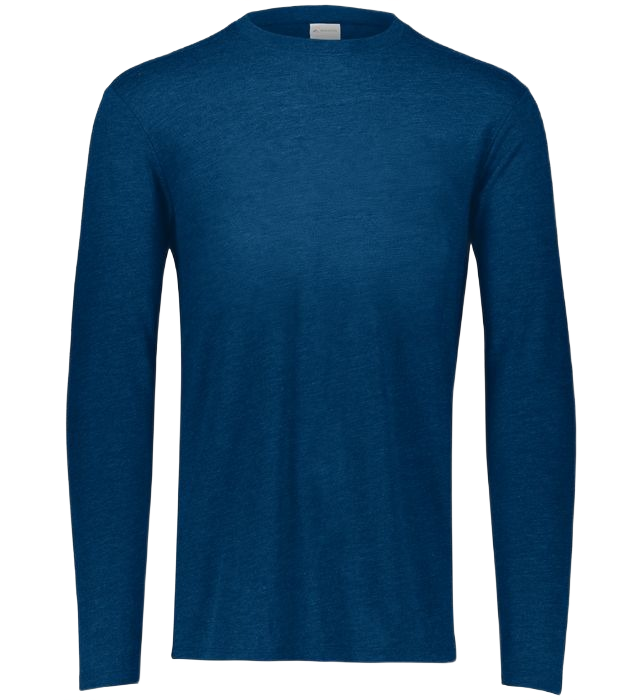 Augusta Youth Long Sleeve Tri-Blend Tee - Navy Heather