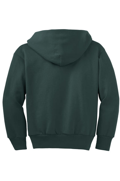 Port & Co Youth Core Fleece Full-Zip Hooded Sweatshirt - Dark Green