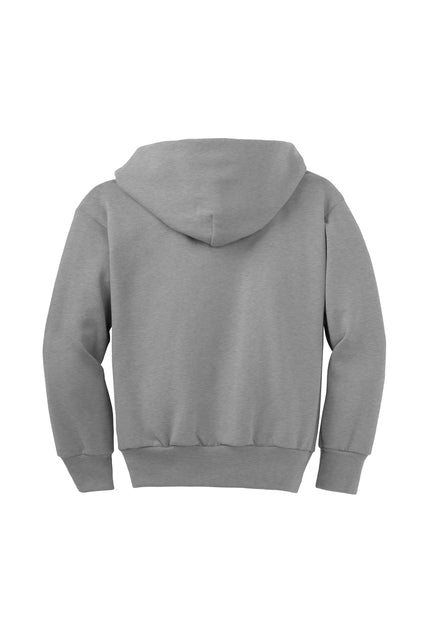 Port & Co Youth Core Fleece Full-Zip Hooded Sweatshirt - Athletic Heather