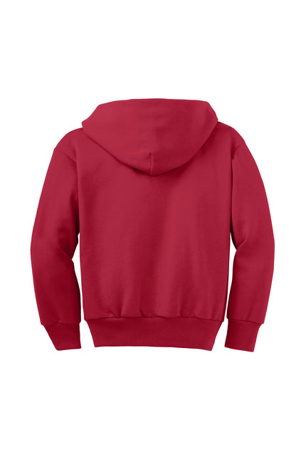 Port & Co Youth Core Fleece Full-Zip Hooded Sweatshirt - Red