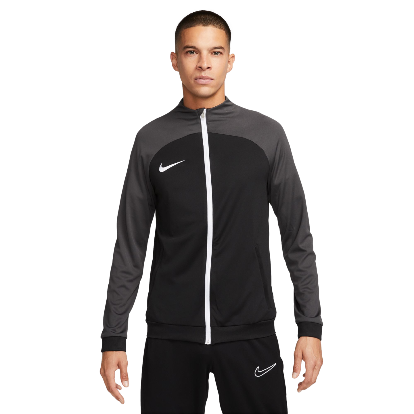 nike track jacket black and white
