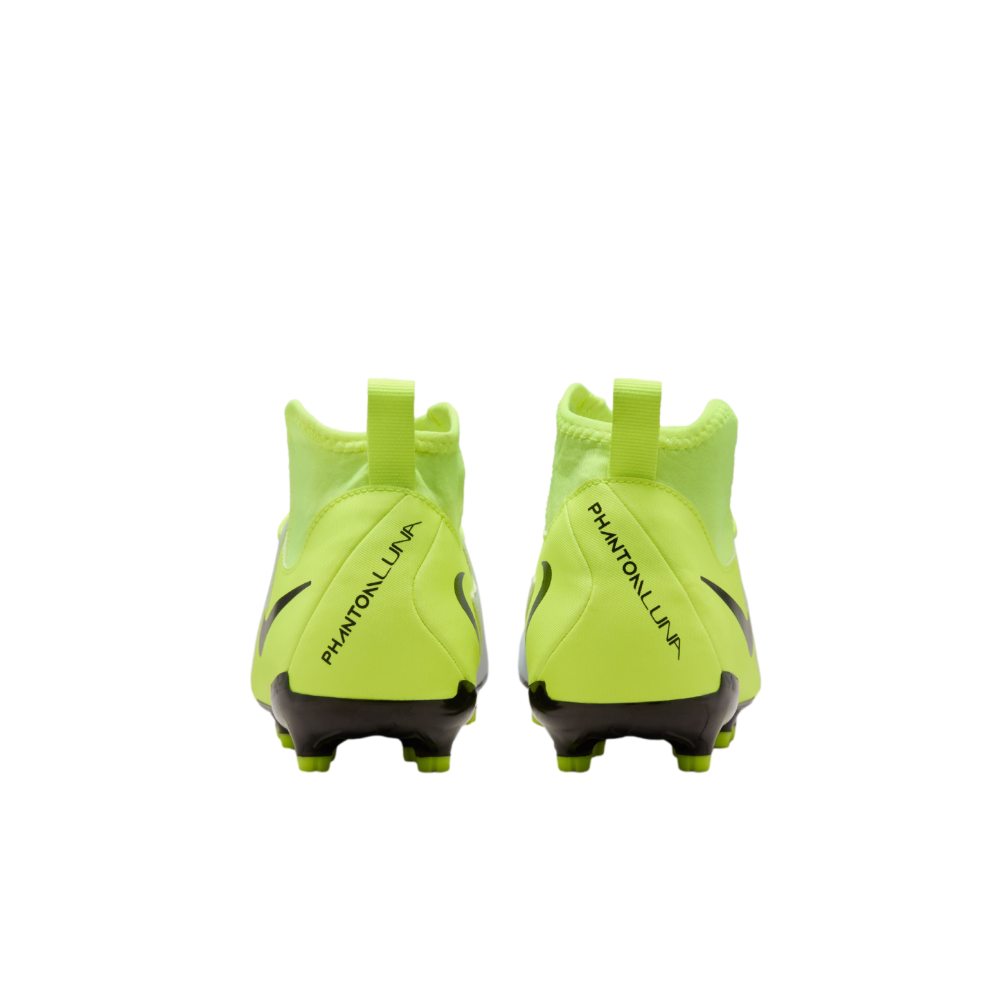 (NIKE-FJ2603-003) Botas de fútbol para terreno firme para jóvenes Nike Phantom Luna 2 Academy [PLATA METALIZADA/NEGRO VOLTIO] (lanzamiento el 17/10/24)