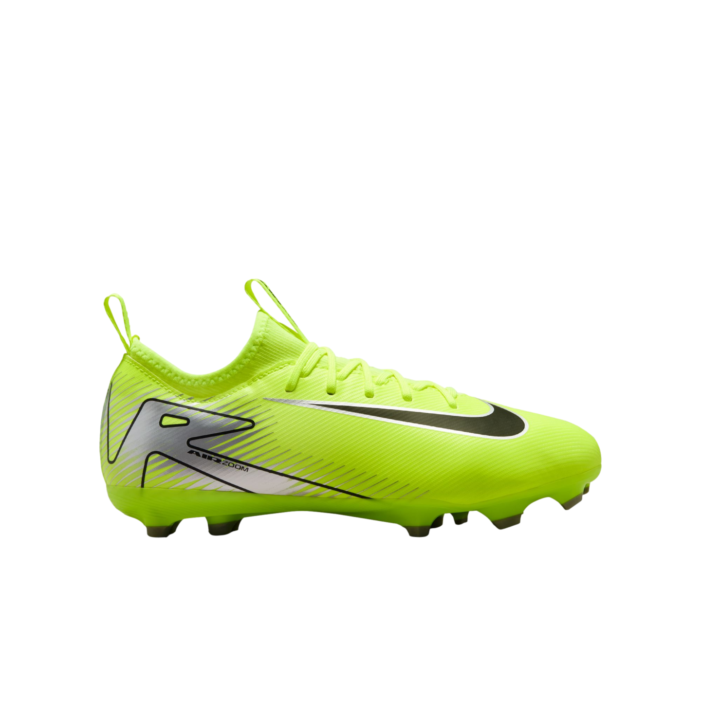 (NIKE-FQ8392-700) Botas de fútbol para terreno firme Nike Mercurial Vapor 16 Academy para jóvenes [VOLT/NEGRO] (lanzamiento el 17/10/24)