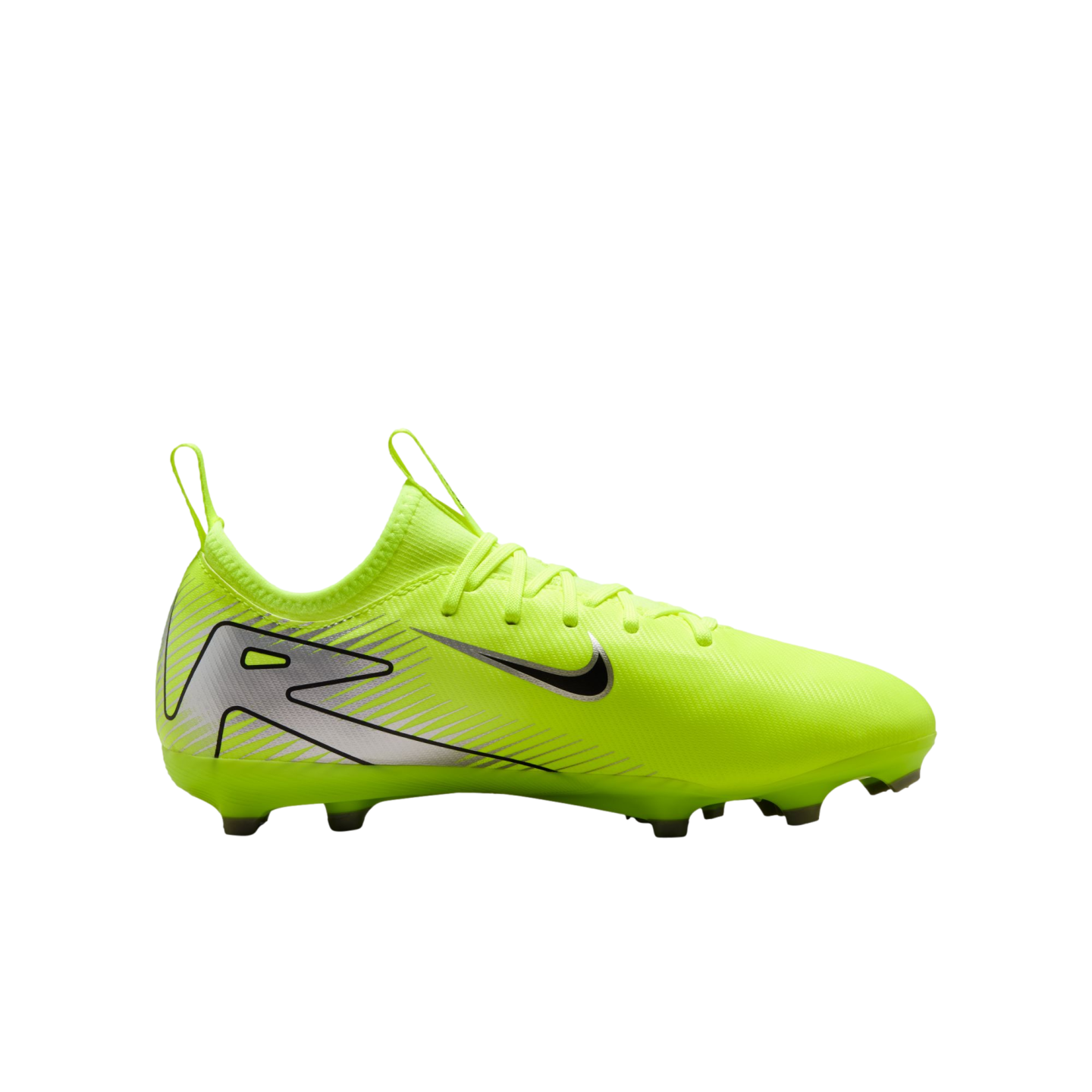 (NIKE-FQ8392-700) Botas de fútbol para terreno firme Nike Mercurial Vapor 16 Academy para jóvenes [VOLT/NEGRO] (lanzamiento el 17/10/24)