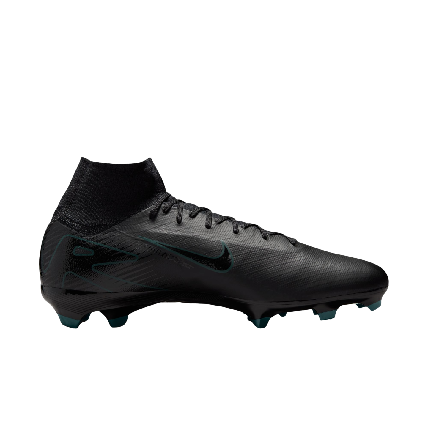 (NIKE-HF9433-002) Botas de fútbol para terreno firme Nike Mercurial Superfly 10 Pro [NEGRO/NEGRO-JUNGLE PROFUNDO]