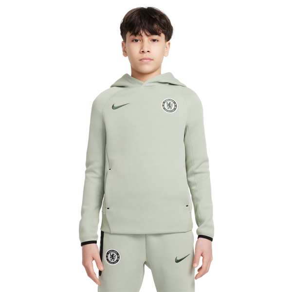 Nike Chelsea Tech Fleece Youth Pullover Hoodie Soccer HM3736-370 Green