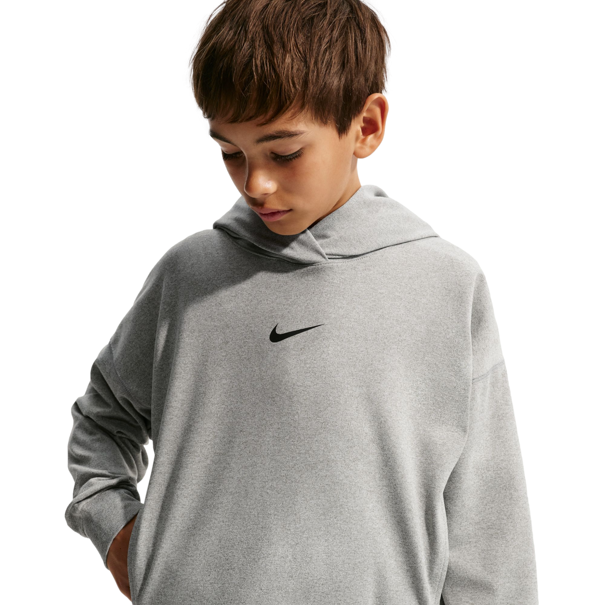 Nike Pro Fleece Pullover Youth Hoodie - Grey